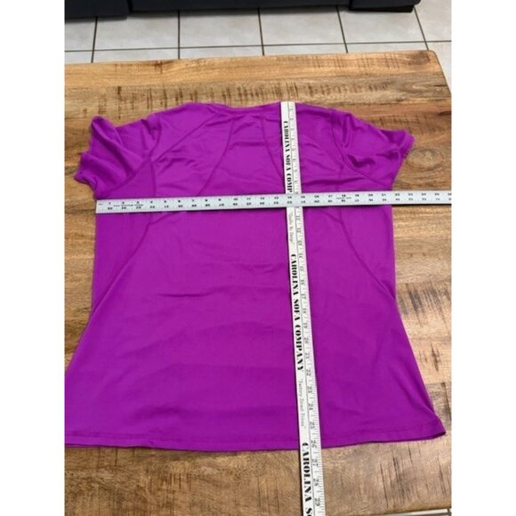 MTA Sports Short Sleeve Tee V Neck Magenta Pink Purple Shirred Gathered Plus 1X - Picture 4 of 6